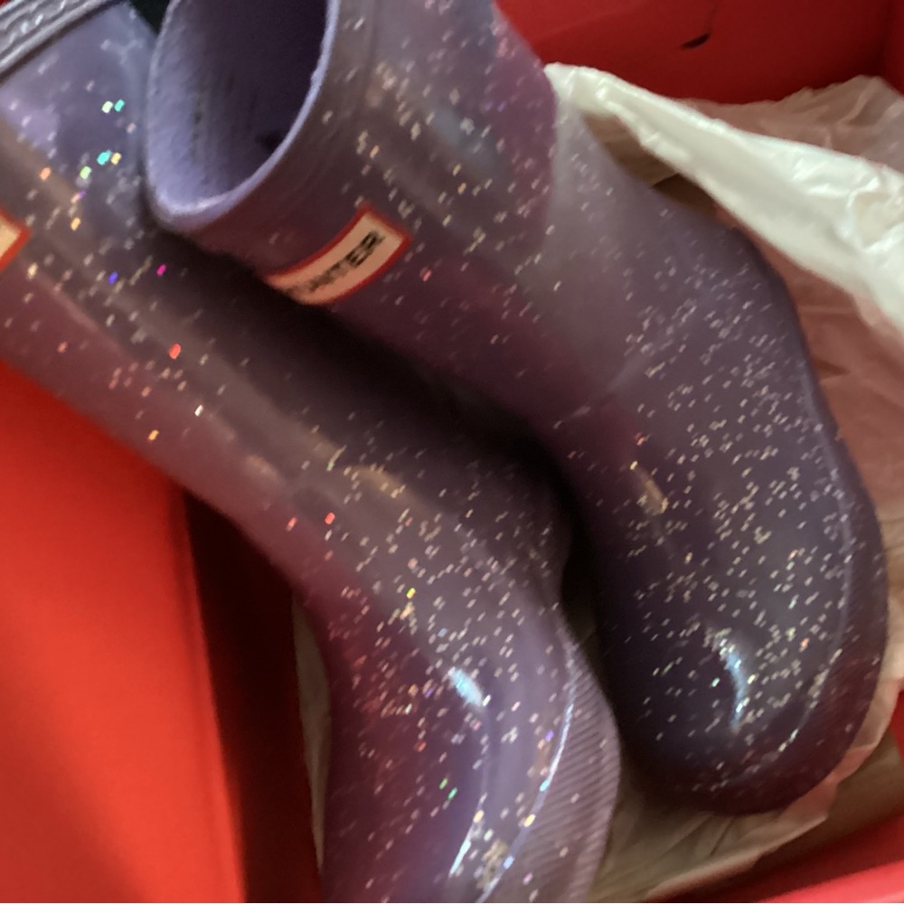 Hunter Kids' Sparkly Purple Rain Boots